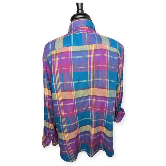 Chaps Vibrant Multicolor Plaid Button Front Long Sleeve Shirt Size 1X - Picture 8 of 13
